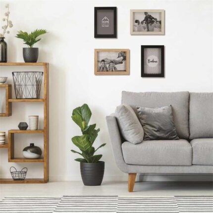 Lot De 4 Cadres Photo 20 cm Naturel & Noir