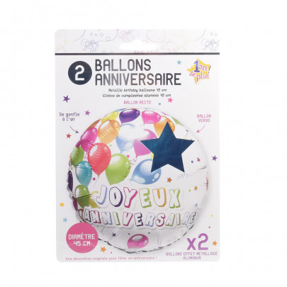 2 Ballons Anniversaire XXL Aluminium 45cm Bleu