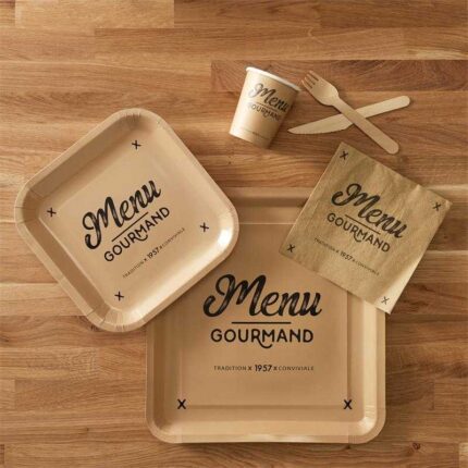 Set De 18 Plateaux, Assiettes & Gobelet Jetables
