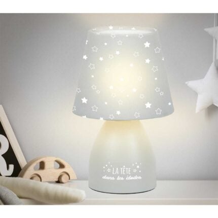 Lampe De Chevet Enfant "Nuages" 20cm Gris