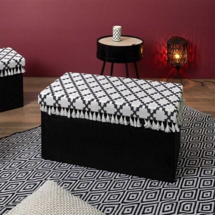 Banc Pliable & Coffre "Mirage" 76cm Noir & Blanc
