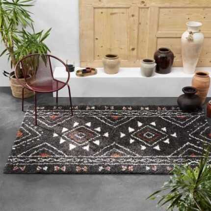 Tapis Déco Imprimé “Sahara” 120X170 cm Noir