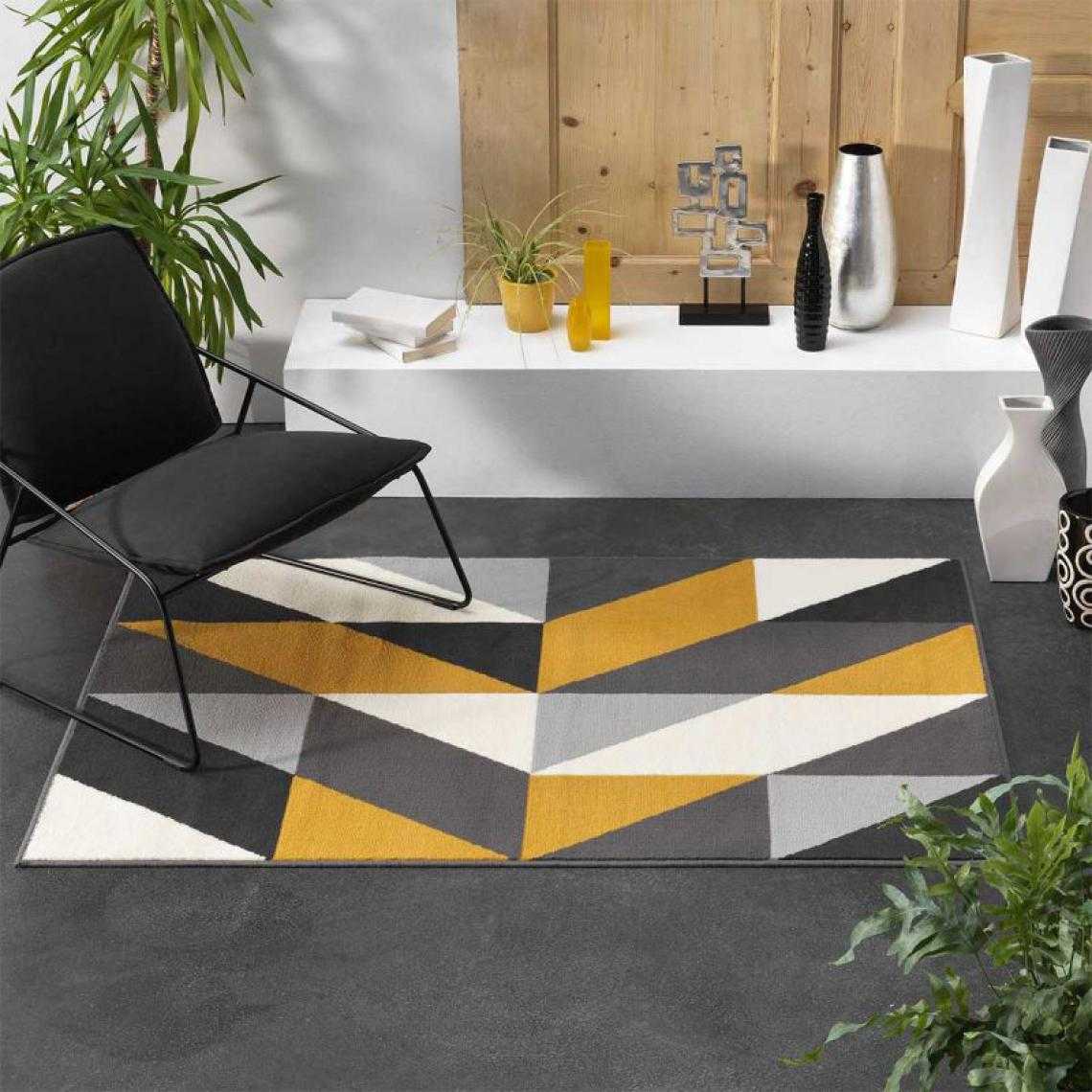 Tapis Tissé XXL "Scorpio" 160X230 cm Gris Jaune