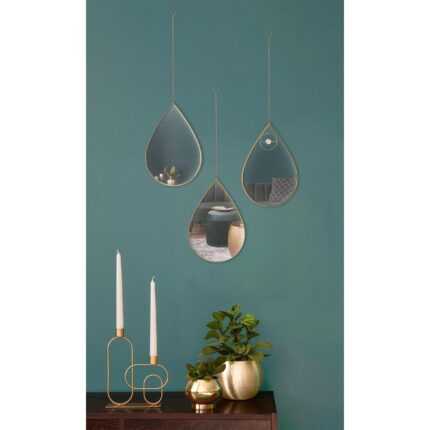 Lot De 3 Miroirs Métal "Sixte" 29cm Or