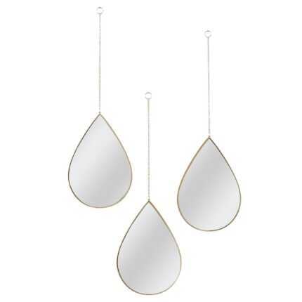 Lot De 3 Miroirs Métal "Sixte" 29cm Or