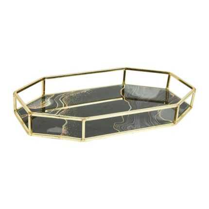 Plateau Déco "Sublima Mabre" 30 cm Noir & Or