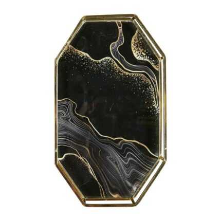Plateau Déco "Sublima Mabre" 30 cm Noir & Or