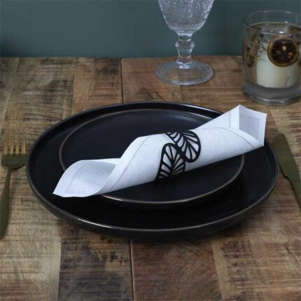 Lot De 4 Ronds De Serviettes "Black Forest" Noir