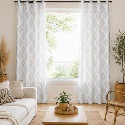 Rideau Voilage à Motifs "Milky" 140X260cm Gris