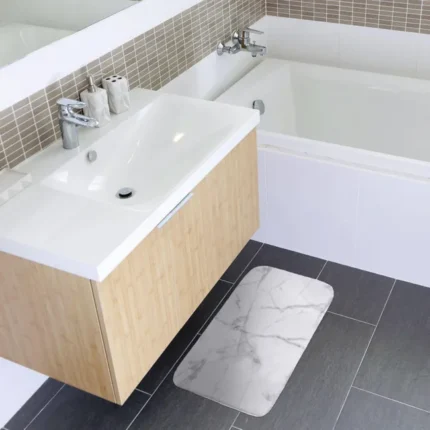 Tapis De Bain "Marbre" 45X75 cm Blanc