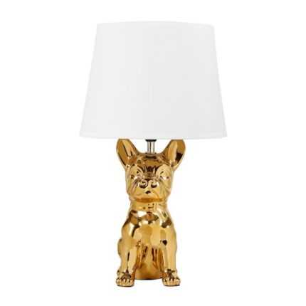 Lampe À Poser "Bulldog" 44m Doré & Blanc