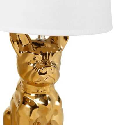 Lampe À Poser "Bulldog" 44m Doré & Blanc