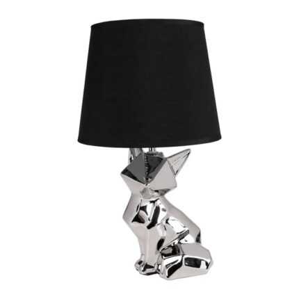 Lampe À Poser "Chat Origami" 44m Noir & Argent