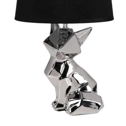 Lampe À Poser "Chat Origami" 44m Noir & Argent