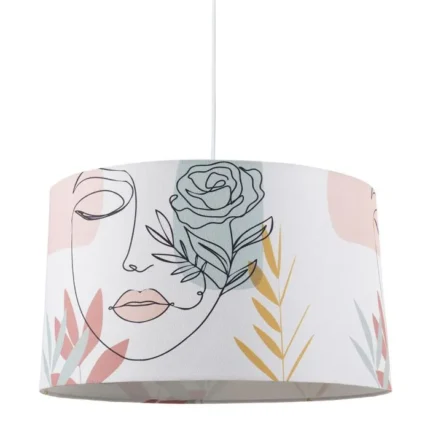 Suspension Cylindrique "Visage Fleur" 42cm Multicolore