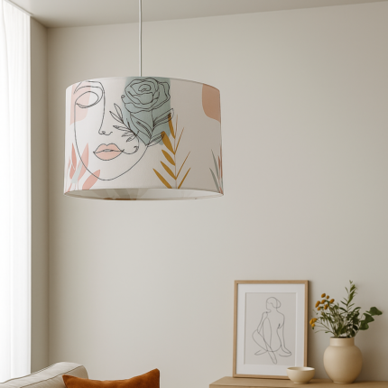 Suspension Cylindrique "Visage Fleur" 42cm Multicolore