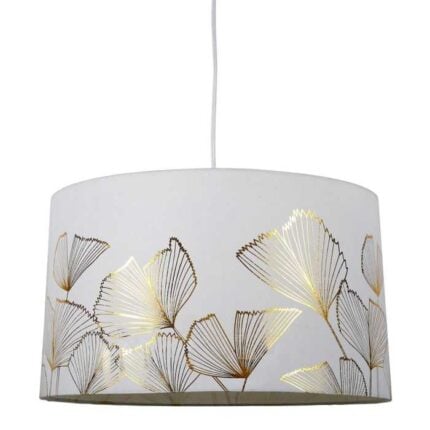 Suspension Cylindrique «Ginkgo» 42cm Blanche