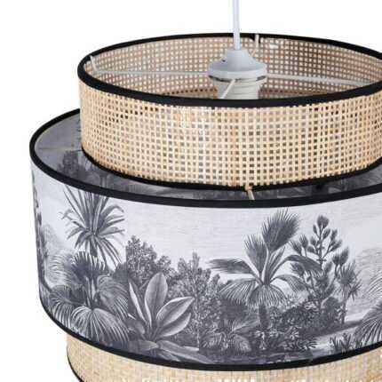 Suspension Gigogne Rotin «Ombrage» 40 cm Noir Blanc