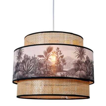 Suspension Gigogne Rotin «Ombrage» 40 cm Noir Blanc