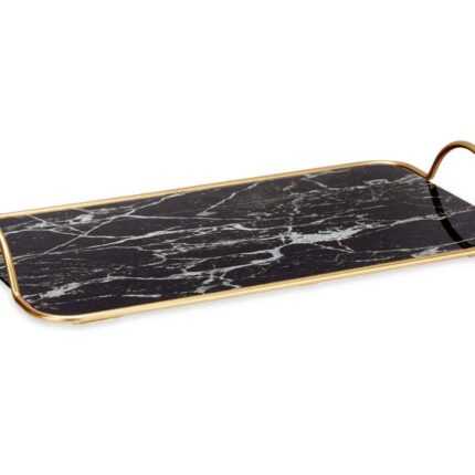 Plateau De Presentation "Marbré" 35cm Noir