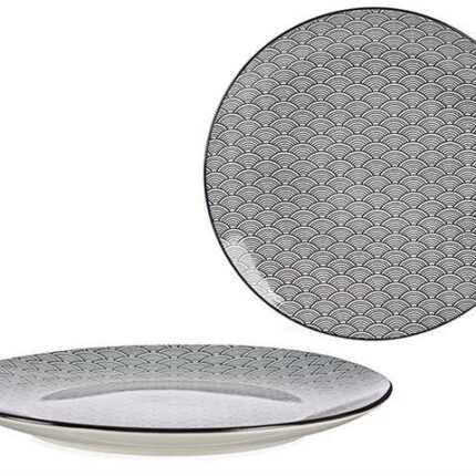 Assiette Plate "Japonaise" 25cm Noir & Blanc