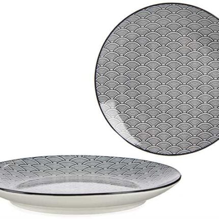 Assiette À Dessert "Japonaise" 20cm Noir & Blanc