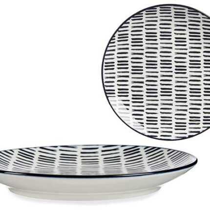 Assiette À Dessert "Ethnik" 20cm Noir & Blanc