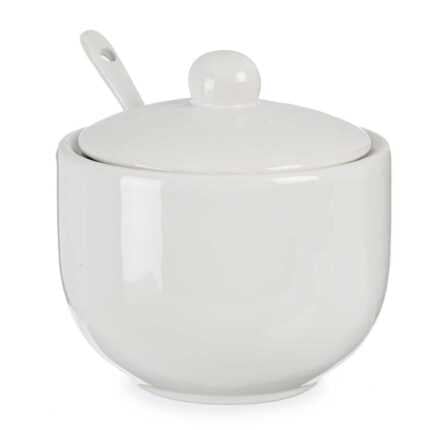Sucrier Avec Cuillère 15cm Blanc