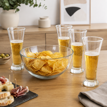 Bol & 4 Verres "Pub" 320ml Transparent