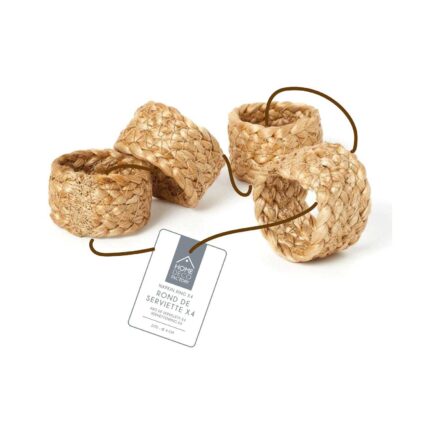 Lot De 4 Ronds De Serviette "Jute" 4cm Naturel