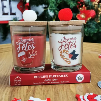 Coffret 2 Bougies Parfumées "Joyeuses Fêtes" 90g