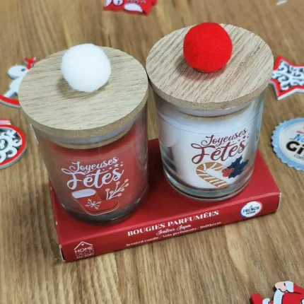 Coffret 2 Bougies Parfumées "Joyeuses Fêtes" 90g
