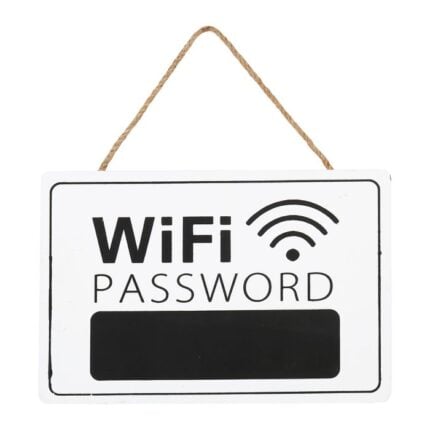 Plaque Murale "Code Wifi" 34cm Blanc & Noir