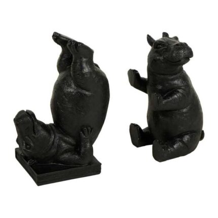 Lot De 2 Serre-Livres "Hippo" 18cm Noir