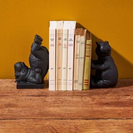 Lot De 2 Serre-Livres "Hippo" 18cm Noir