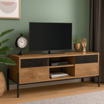 Meuble TV Bois ET Métal «Helio» 120cm Marron