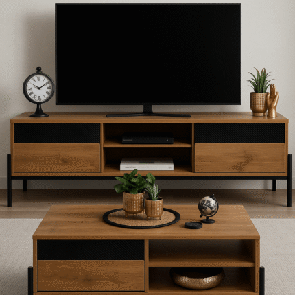 Meuble TV Bois ET Métal «Helio» 120cm Marron