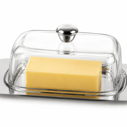 Beurrier Plateau Inox "Prestige" 20cm Transparent
