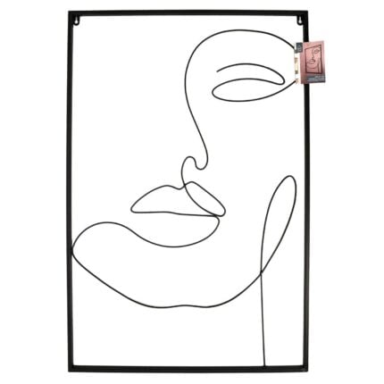 Tableau Mural Filaire "Visage abstrait" 90cm Noir