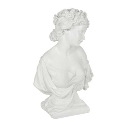 Statuette En Polyresine "Buste Femme" 32cm Blanc