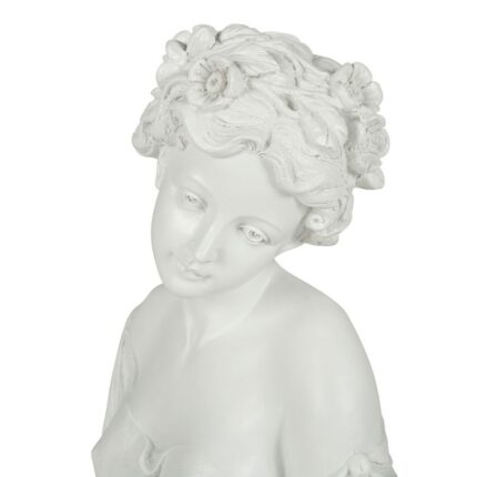 Statuette En Polyresine "Buste Femme" 32cm Blanc