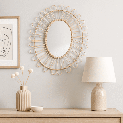 Miroir Oval En Bambou "Dalia" 60cm Naturel