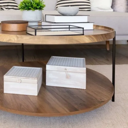 Table Basse 2 Niveaux "Bram's" 80cm Marron