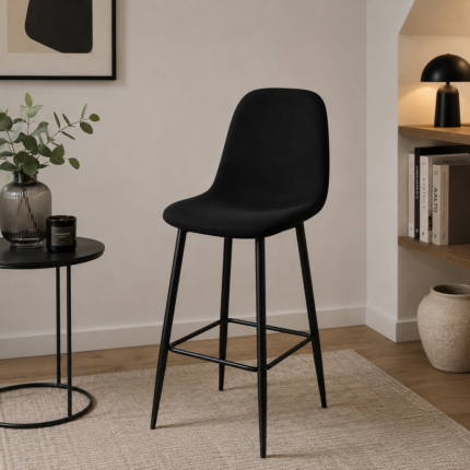 Chaise Haute En Velours "Inouie" 108cm  Noir
