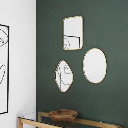 Lot De 3 Miroirs "Déco" 34 cm Or