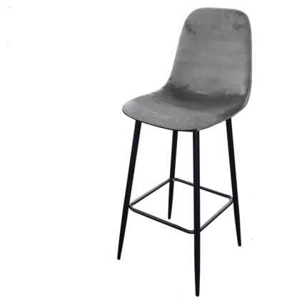 Tabouret De Bar En Velours "Inoui" 108cm Gris