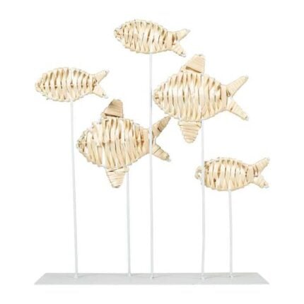 Statuette Déco Sur Pied "Poisson" 35cm Naturel