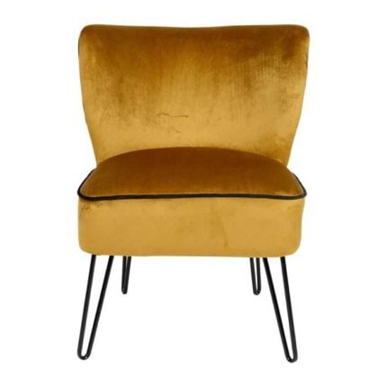 Fauteuil Velours Design "Nazca" 80cm Moutarde