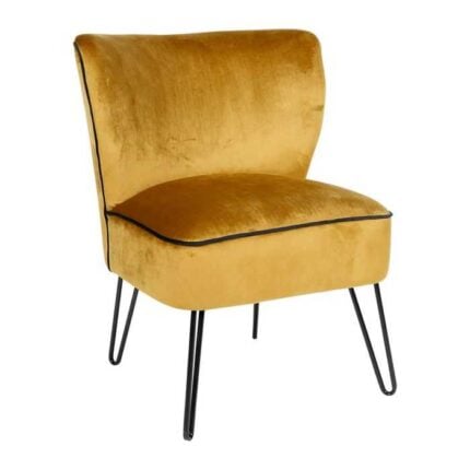 Fauteuil Velours Design "Nazca" 80cm Moutarde