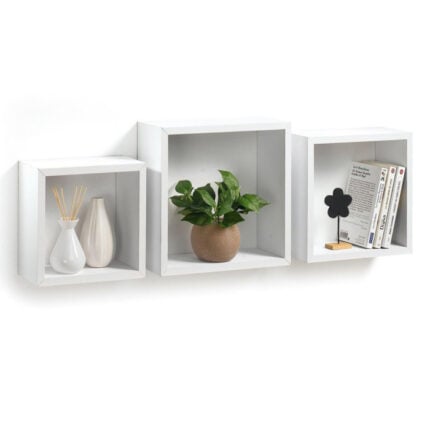Lot De 3 Etagères Murale "Cube" 30cm Blanc